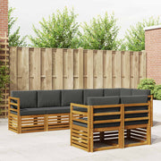 Sofasæt med pude 8 pcs Naturlig og Antracit Massivt Akacietræ