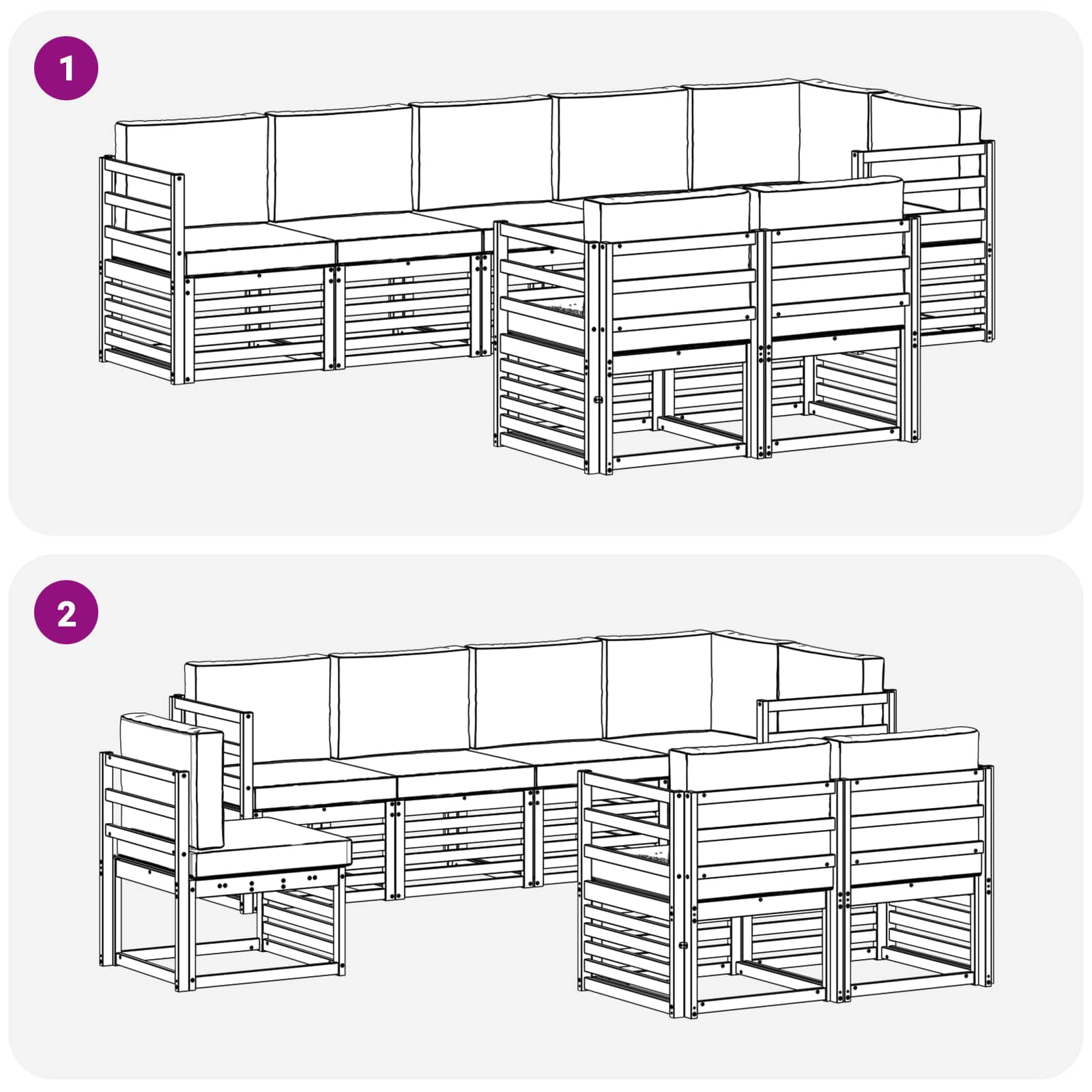 Sofasæt med pude 8 pcs Naturlig og Beige Massivt Akacietræ