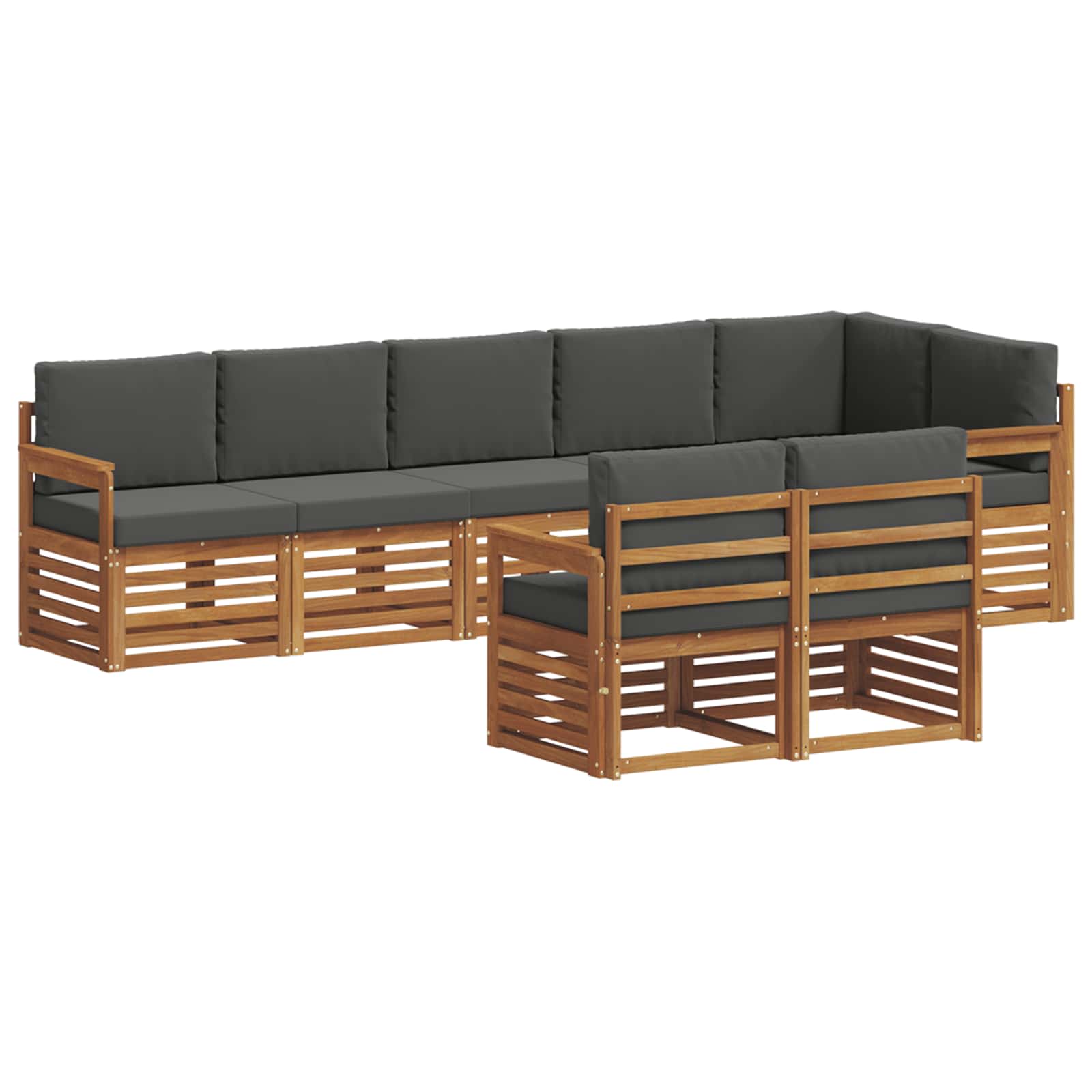 Sofasæt med pude 8 pcs Naturlig og Antracit Massivt Akacietræ