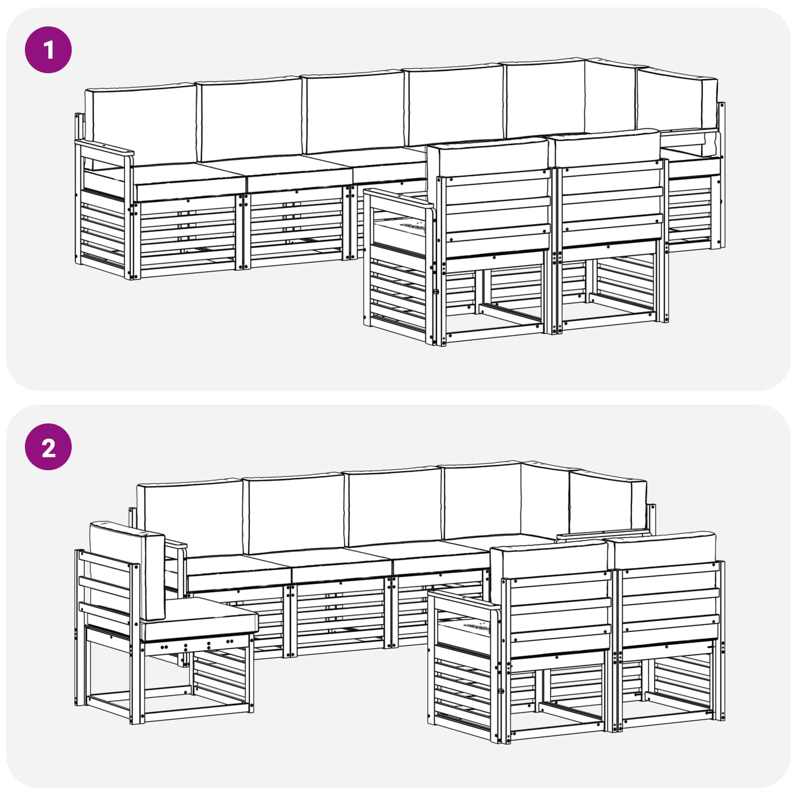 Sofasæt med pude 8 pcs Naturlig og Antracit Massivt Akacietræ
