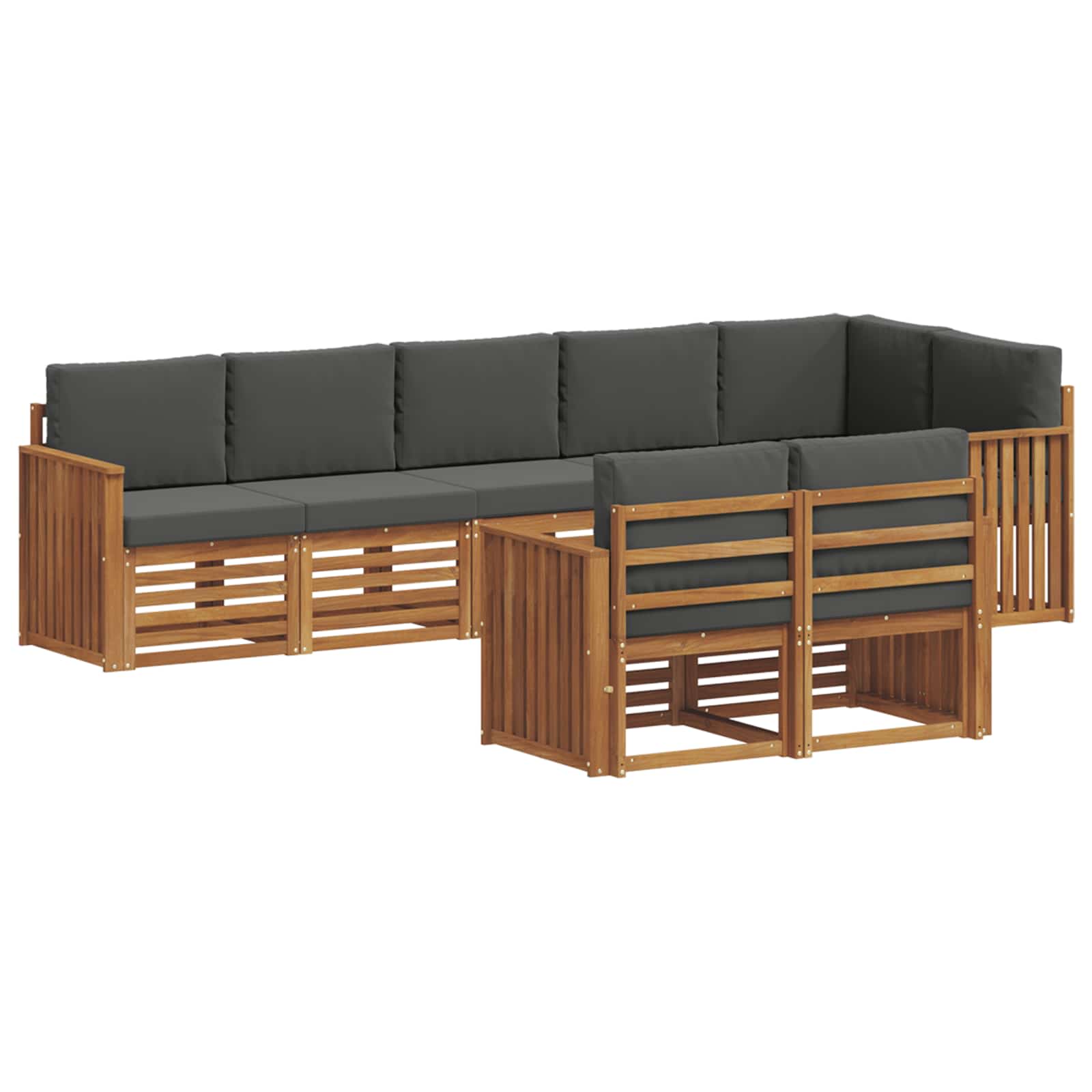 Sofasæt med pude 8 pcs Naturlig og Antracit Massivt Akacietræ