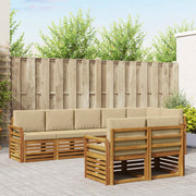 Sofasæt med pude 8 pcs Naturlig og Beige Massivt Akacietræ