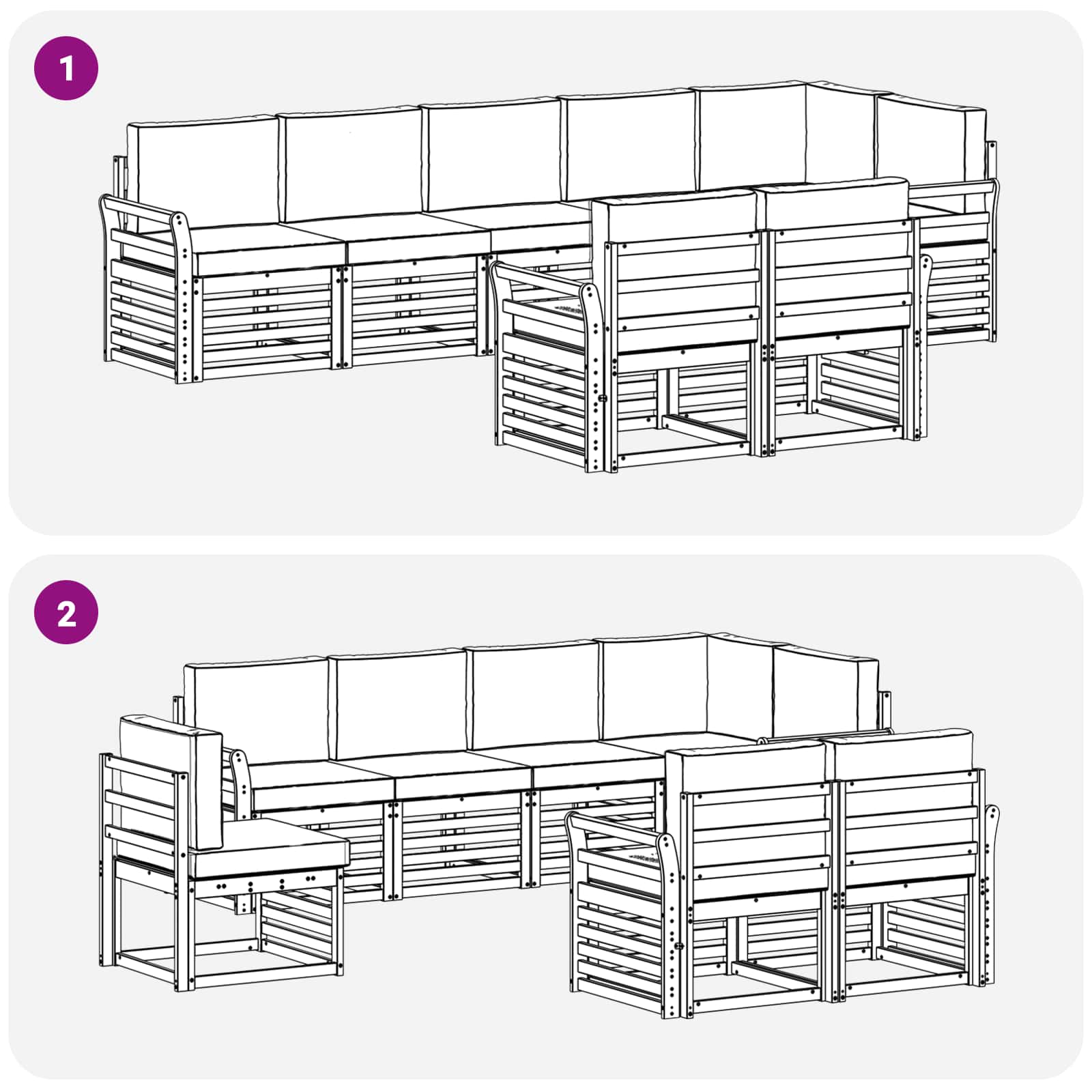 Sofasæt med pude 8 pcs Naturlig og Beige Massivt Akacietræ