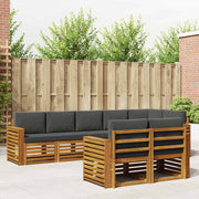 Sofasæt med pude 8 pcs Naturlig og Antracit Massivt Akacietræ