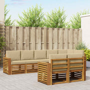 Sofasæt med pude 8 pcs Naturlig og Beige Massivt Akacietræ