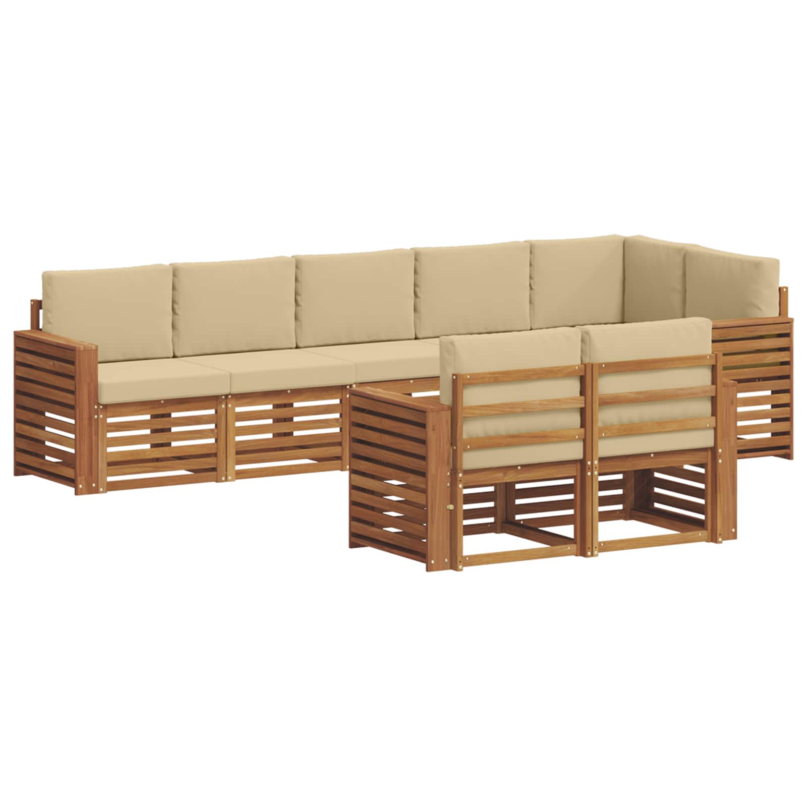 Sofasæt med pude 8 pcs Naturlig og Beige Massivt Akacietræ