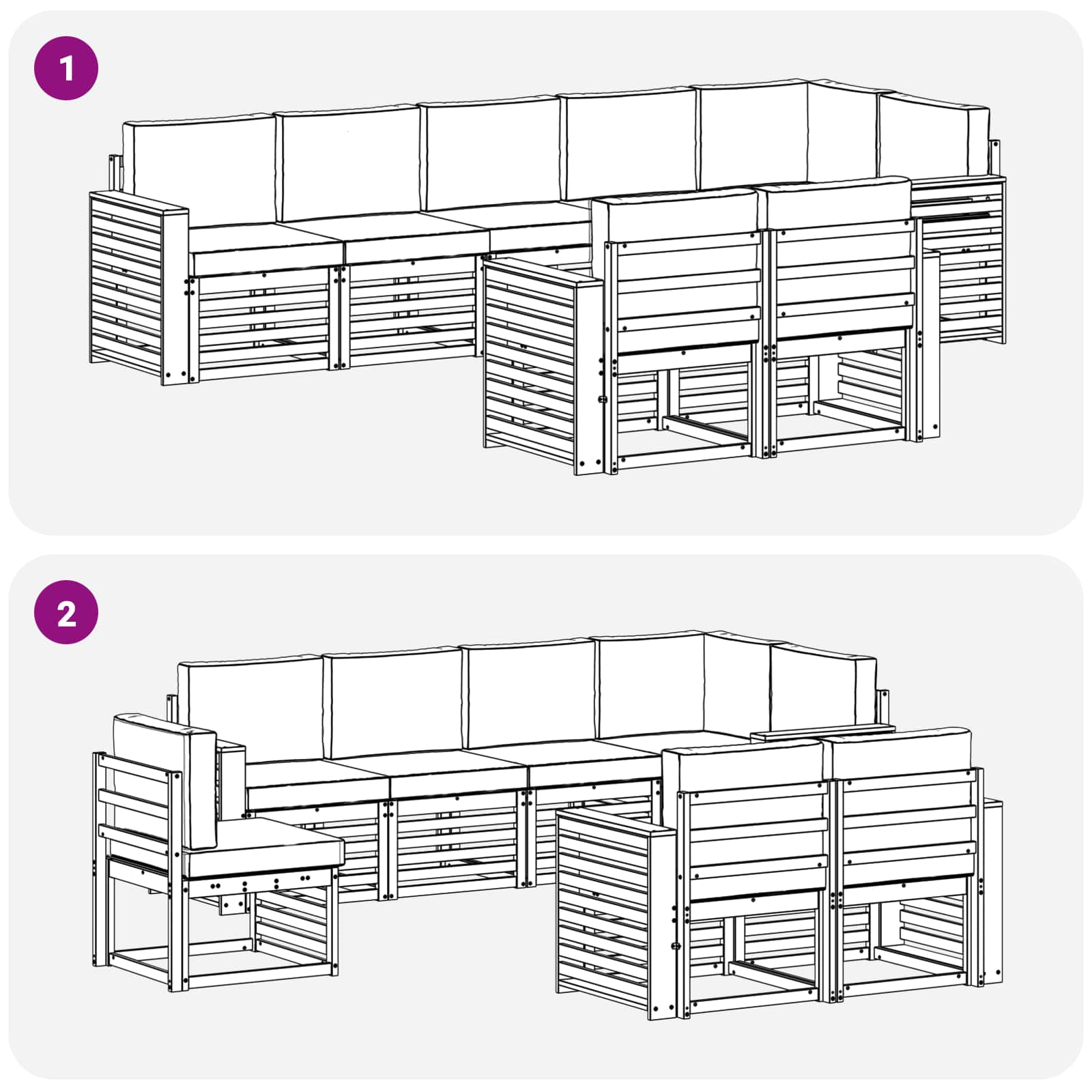 Sofasæt med pude 8 pcs Naturlig og Beige Massivt Akacietræ