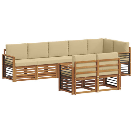 Udendørs sofagruppe 8 stk. Naturlig og Beige Polyester