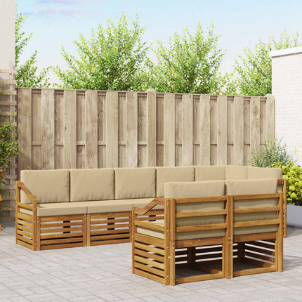 Udendørs sofagruppe 8 stk. Naturlig og Beige Polyester