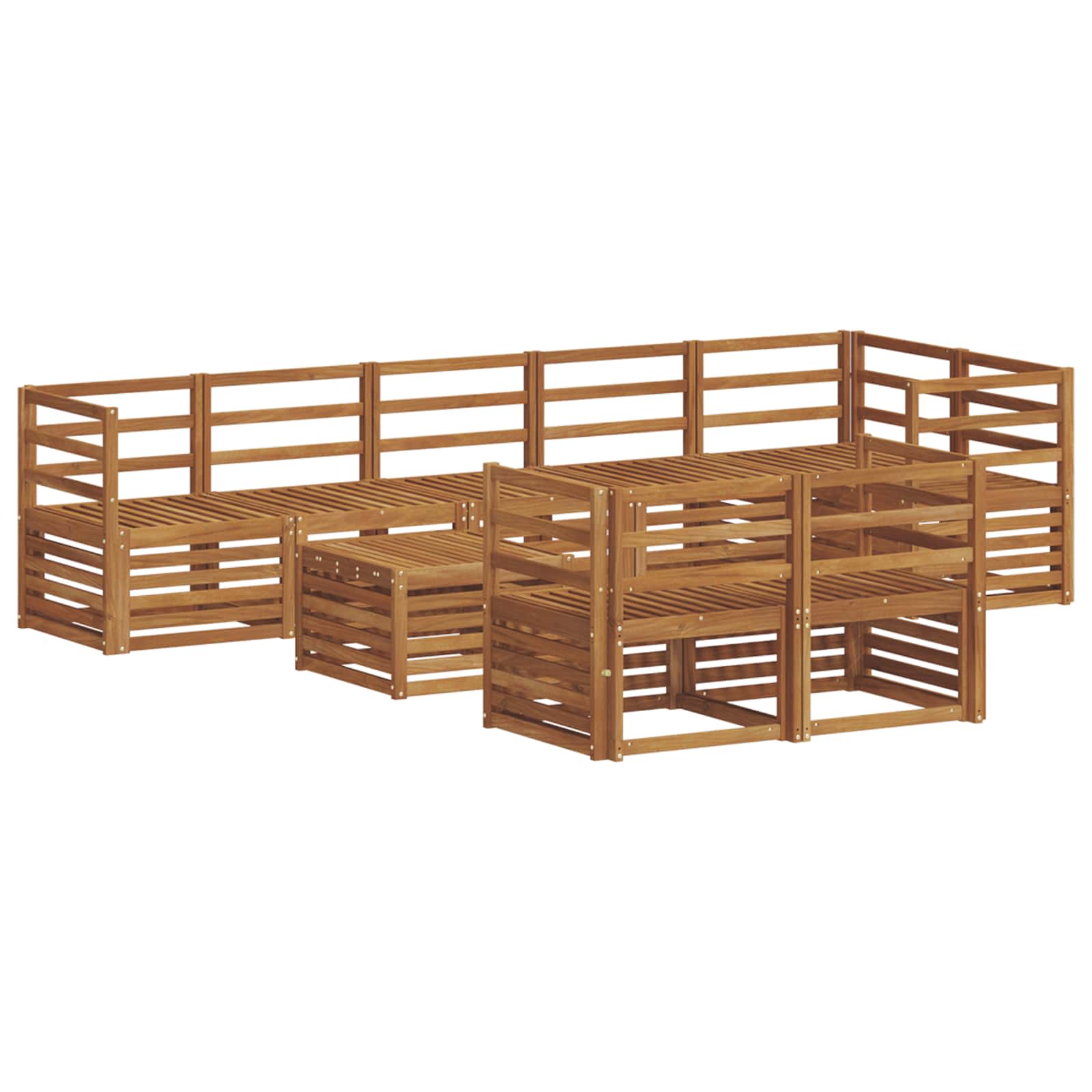Sofasæt 9 pcs Naturfarvet Massivt Akacietræ
