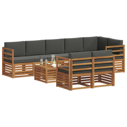 Udendørs sofagruppe 9 stk. Naturlig og Antracit Polyester