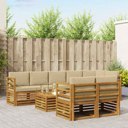 Sofasæt med pude 9 pcs Naturlig og Beige Massivt Akacietræ