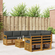 Sofasæt med pude 9 pcs Naturlig og Antracit Massivt Akacietræ