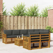 Sofasæt med pude 9 pcs Naturlig og Antracit Massivt Akacietræ