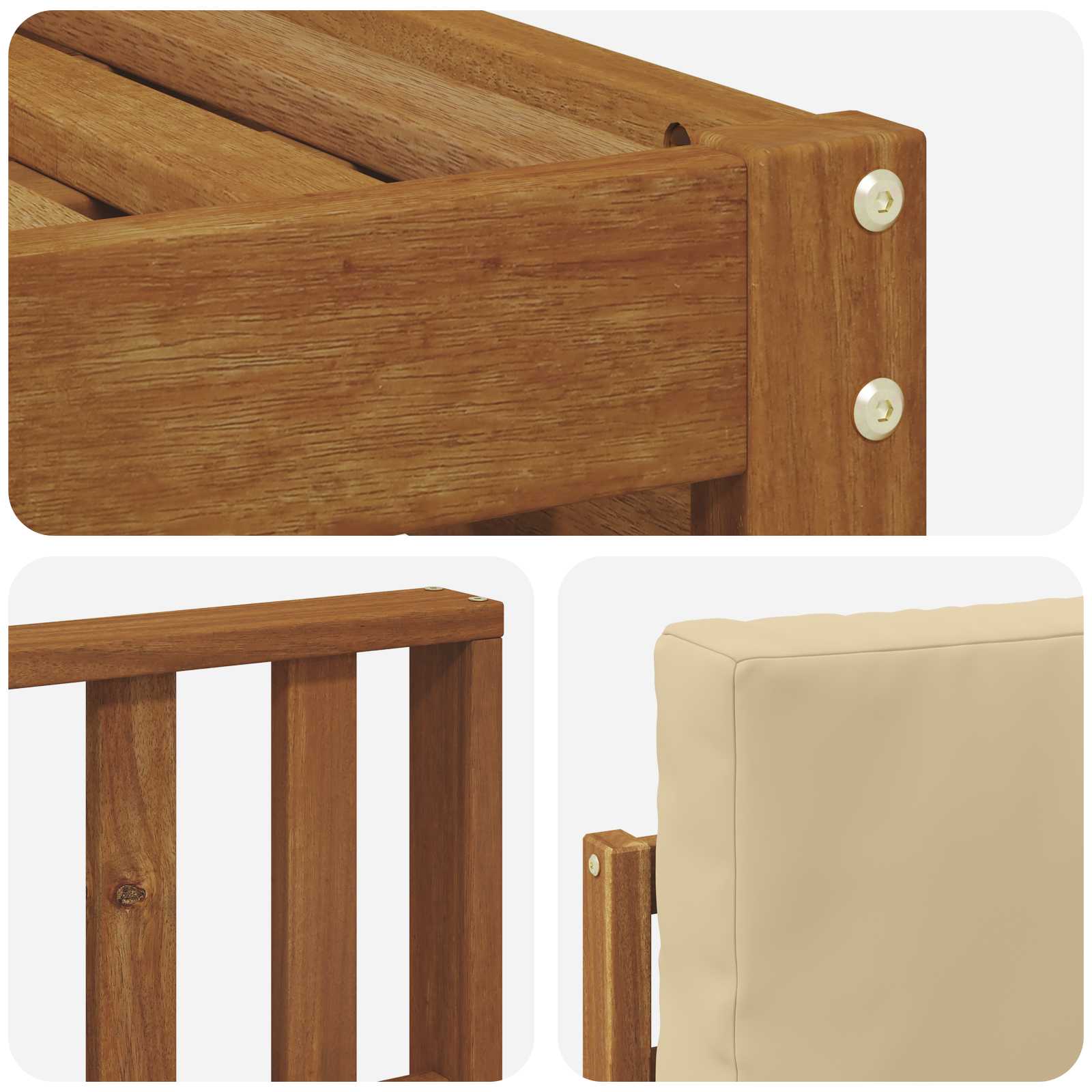 Sofasæt med pude 9 pcs Naturlig og Beige Massivt Akacietræ