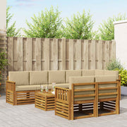 Sofasæt med pude 9 pcs Naturlig og Beige Massivt Akacietræ