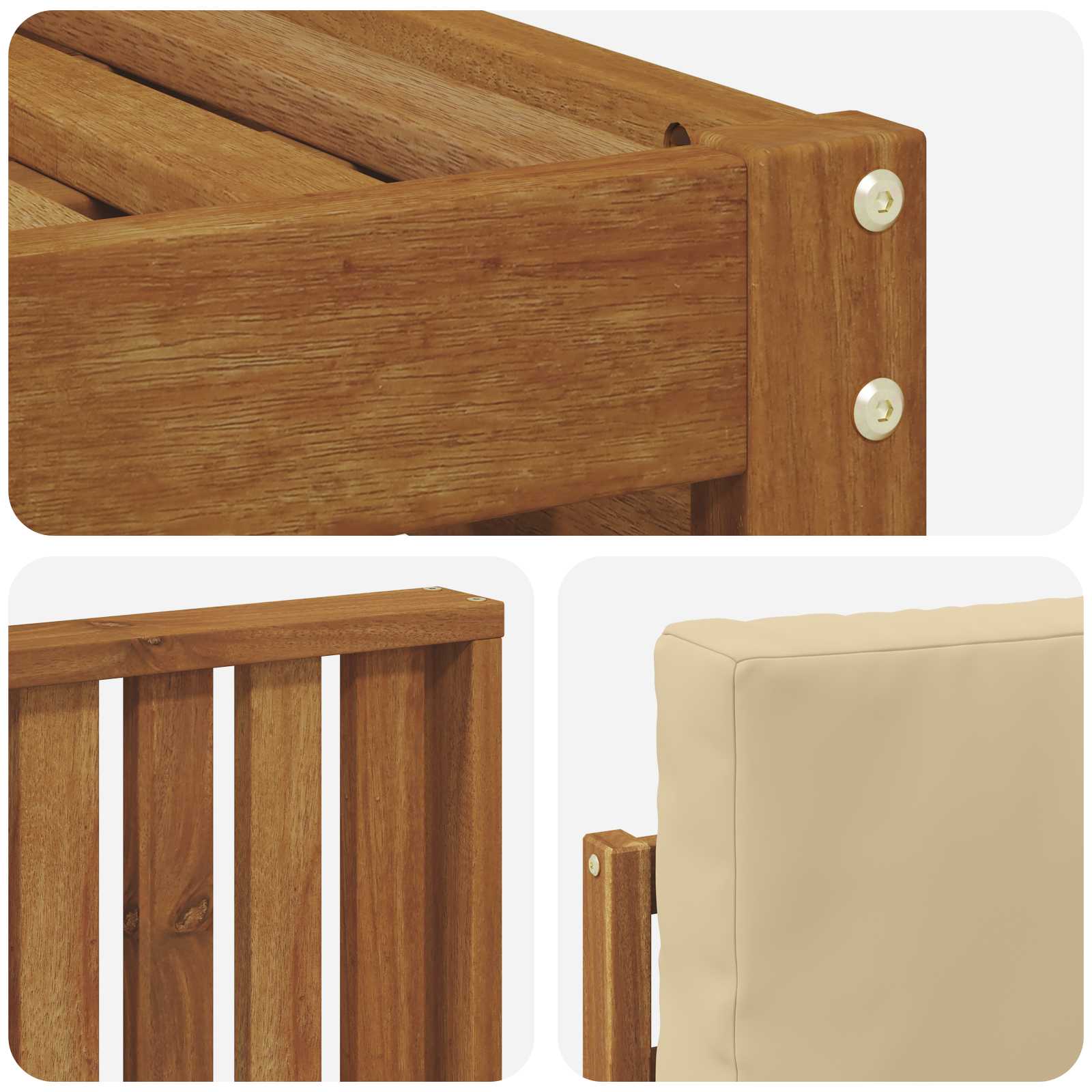Sofasæt med pude 9 pcs Naturlig og Beige Massivt Akacietræ