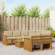 Sofasæt med pude 9 pcs Naturlig og Beige Massivt Akacietræ