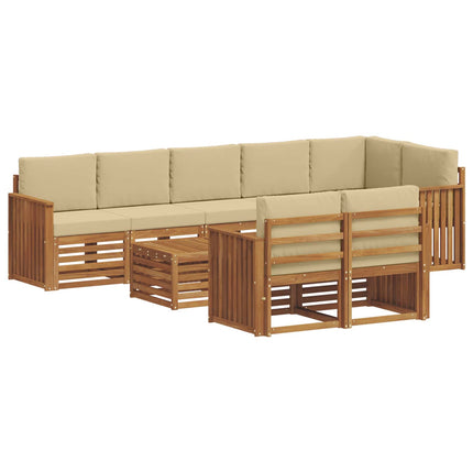 Udendørs sofagruppe 9 stk. Naturlig og Beige Polyester