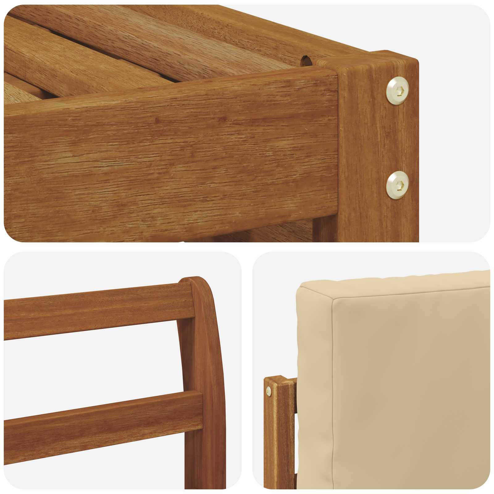 Sofasæt med pude 9 pcs Naturlig og Beige Massivt Akacietræ