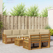 Sofasæt med pude 9 pcs Naturlig og Beige Massivt Akacietræ