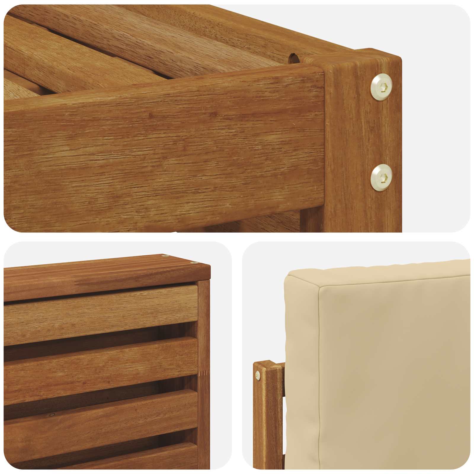 Sofasæt med pude 9 pcs Naturlig og Beige Massivt Akacietræ