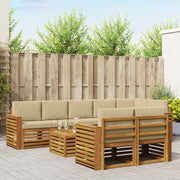 Sofasæt med pude 9 pcs Naturlig og Beige Massivt Akacietræ