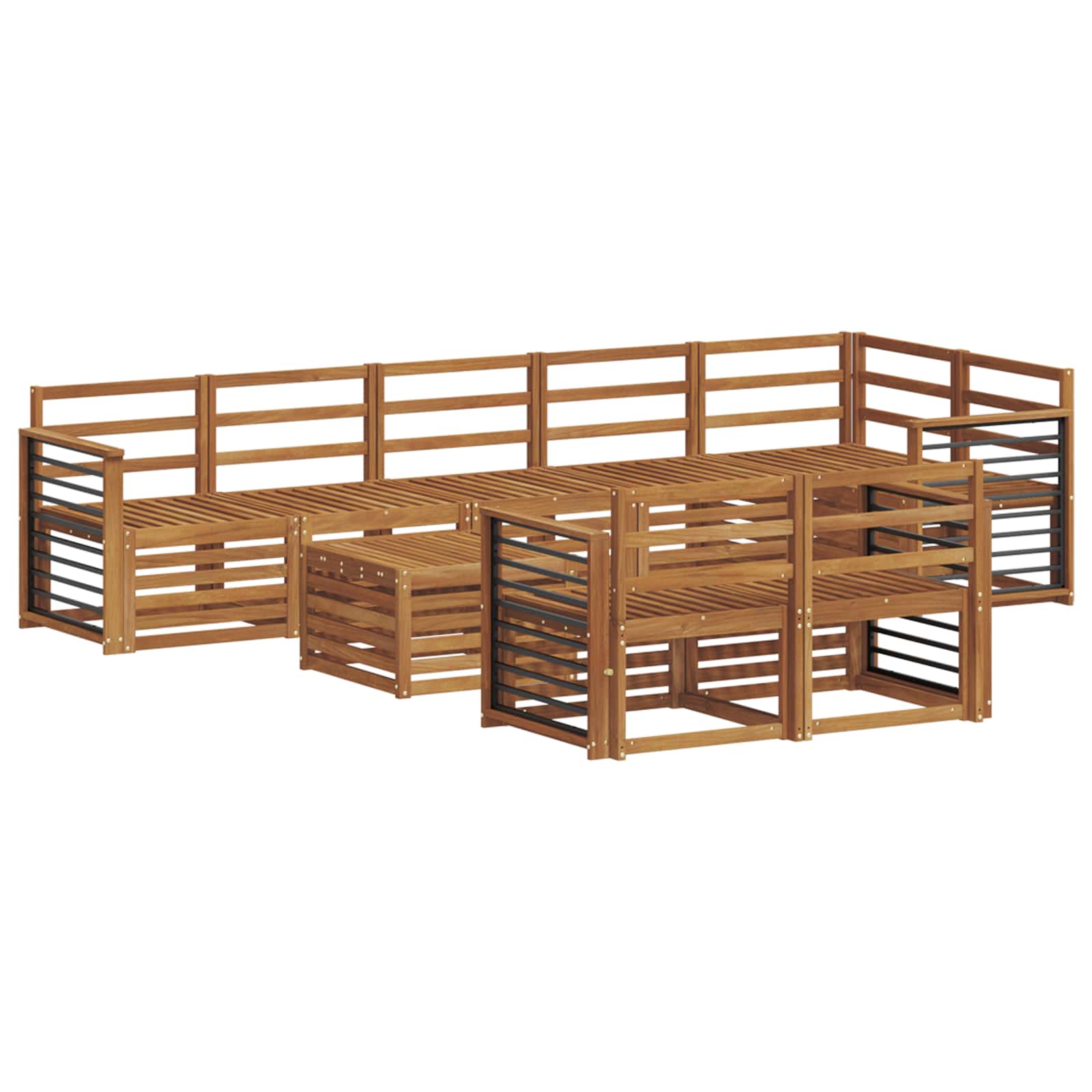 Sofasæt 9 pcs Naturfarvet Massivt Akacietræ