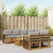Sofasæt med pude 9 pcs Naturlig og Lys Grå Massivt Akacietræ