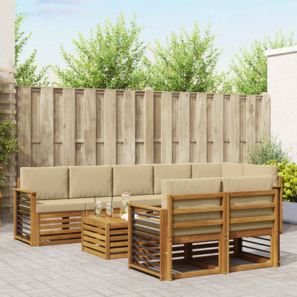 Udendørs sofagruppe 9 stk. Naturlig og Beige Polyester