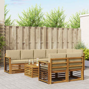 Sofasæt med pude 9 pcs Naturlig og Beige Massivt Akacietræ