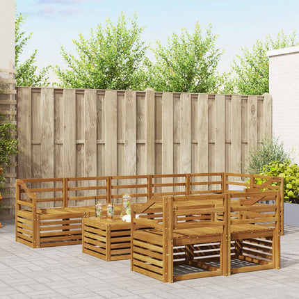 Sofasæt 9 pcs Naturfarvet Massivt Akacietræ