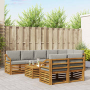 Sofasæt med pude 9 pcs Naturlig og Lys Grå Massivt Akacietræ