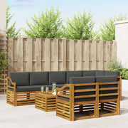 Sofasæt med pude 9 pcs Naturlig og Antracit Massivt Akacietræ