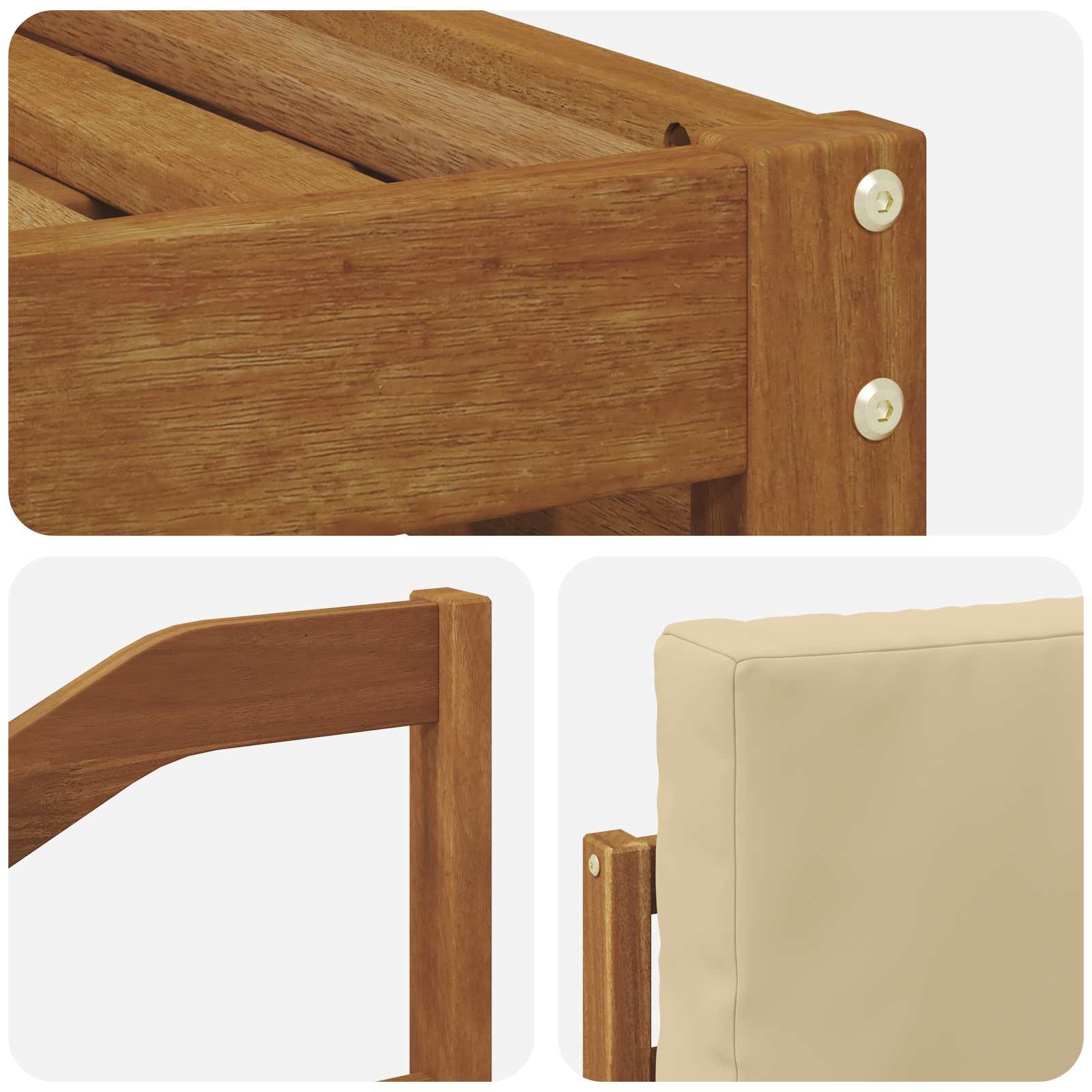 Sofasæt med pude 9 pcs Naturlig og Beige Massivt Akacietræ