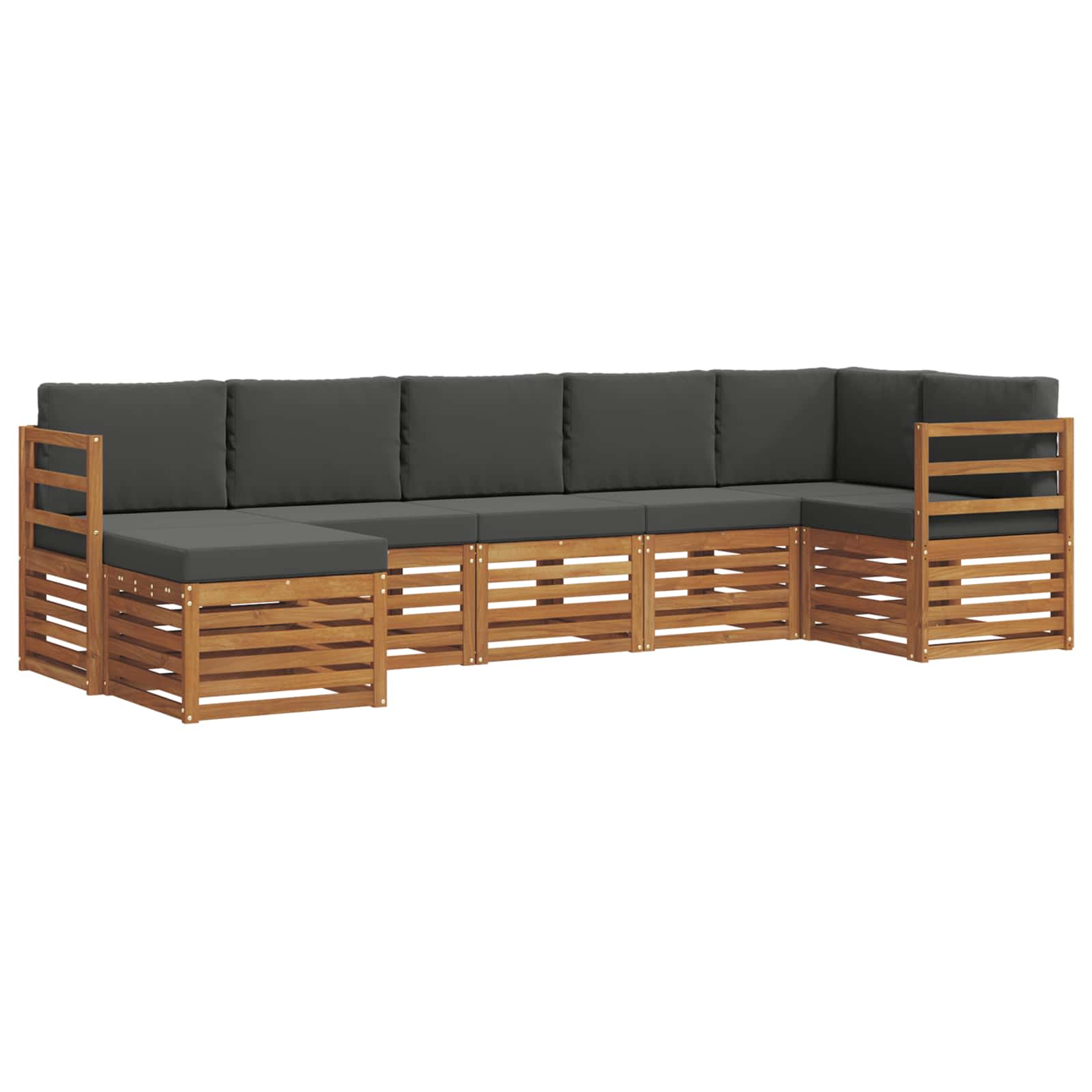 Sektionalsofa sæt 7 pcs Naturlig og Antracit Massivt Akacietræ