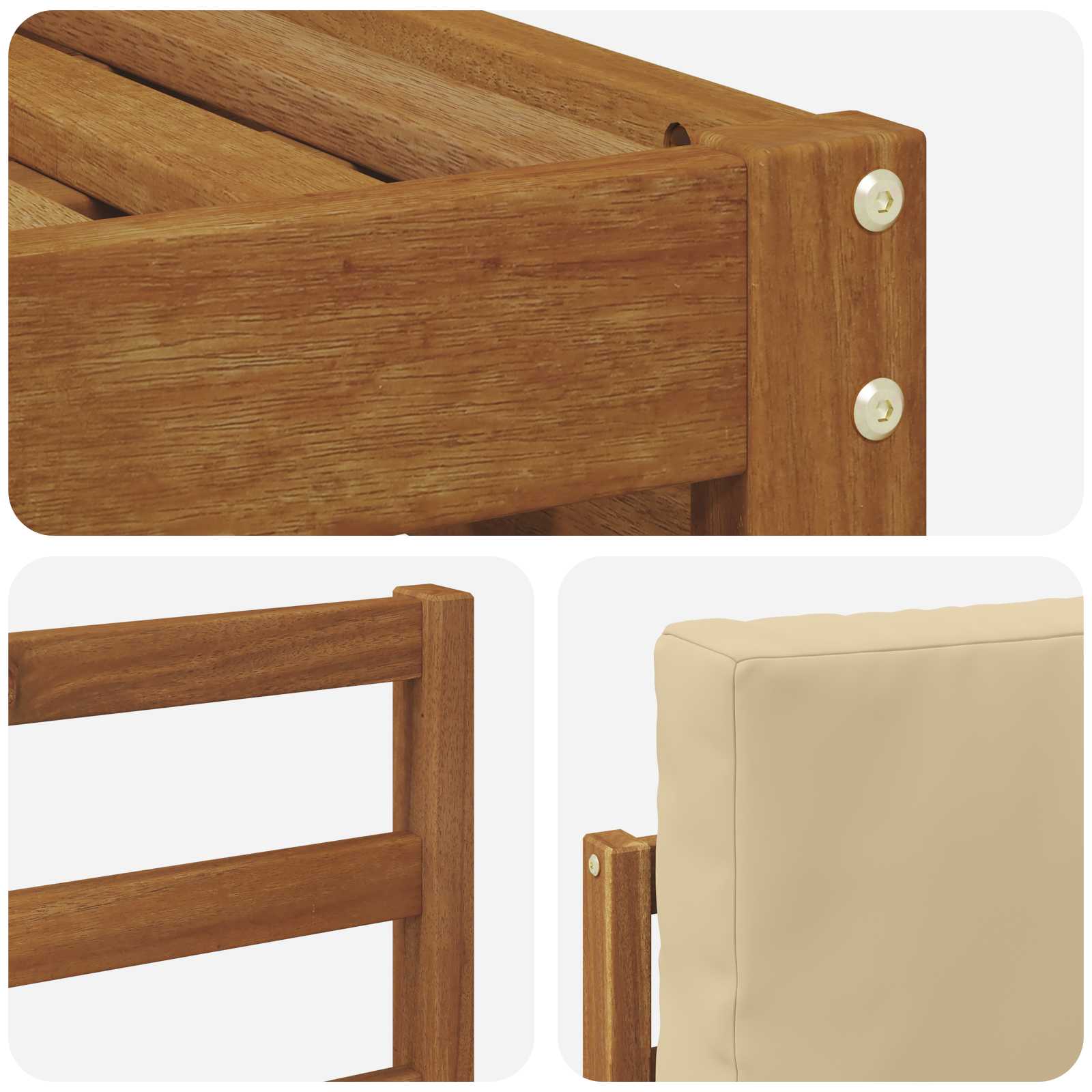 Sektionalsofa sæt 7 pcs Naturlig og Beige Massivt Akacietræ