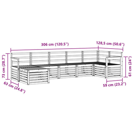 Udendørs sofagruppe 7 stk. Naturfarvet