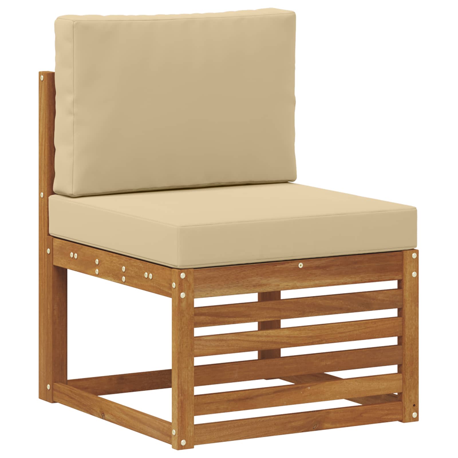 Sektionalsofa sæt 7 pcs Naturlig og Beige Massivt Akacietræ