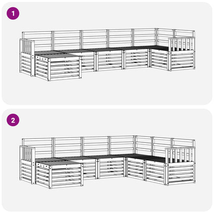 Sektionalsofa sæt 7 pcs Naturfarvet