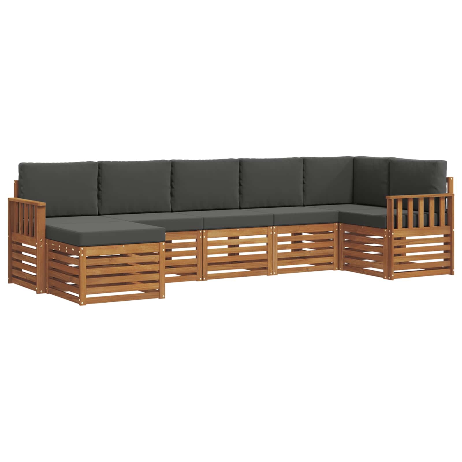 Sektionalsofa sæt 7 pcs Naturlig og Antracit Massivt Akacietræ