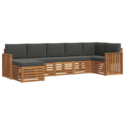 Sektionalsofa sæt 7 pcs Naturlig og Antracit Massivt Akacietræ