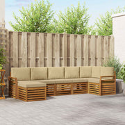 Sektionalsofa sæt 7 pcs Naturlig og Beige Massivt Akacietræ