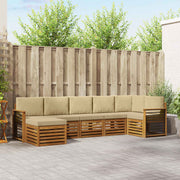 Sektionalsofa sæt 7 pcs Naturlig og Beige Massivt Akacietræ