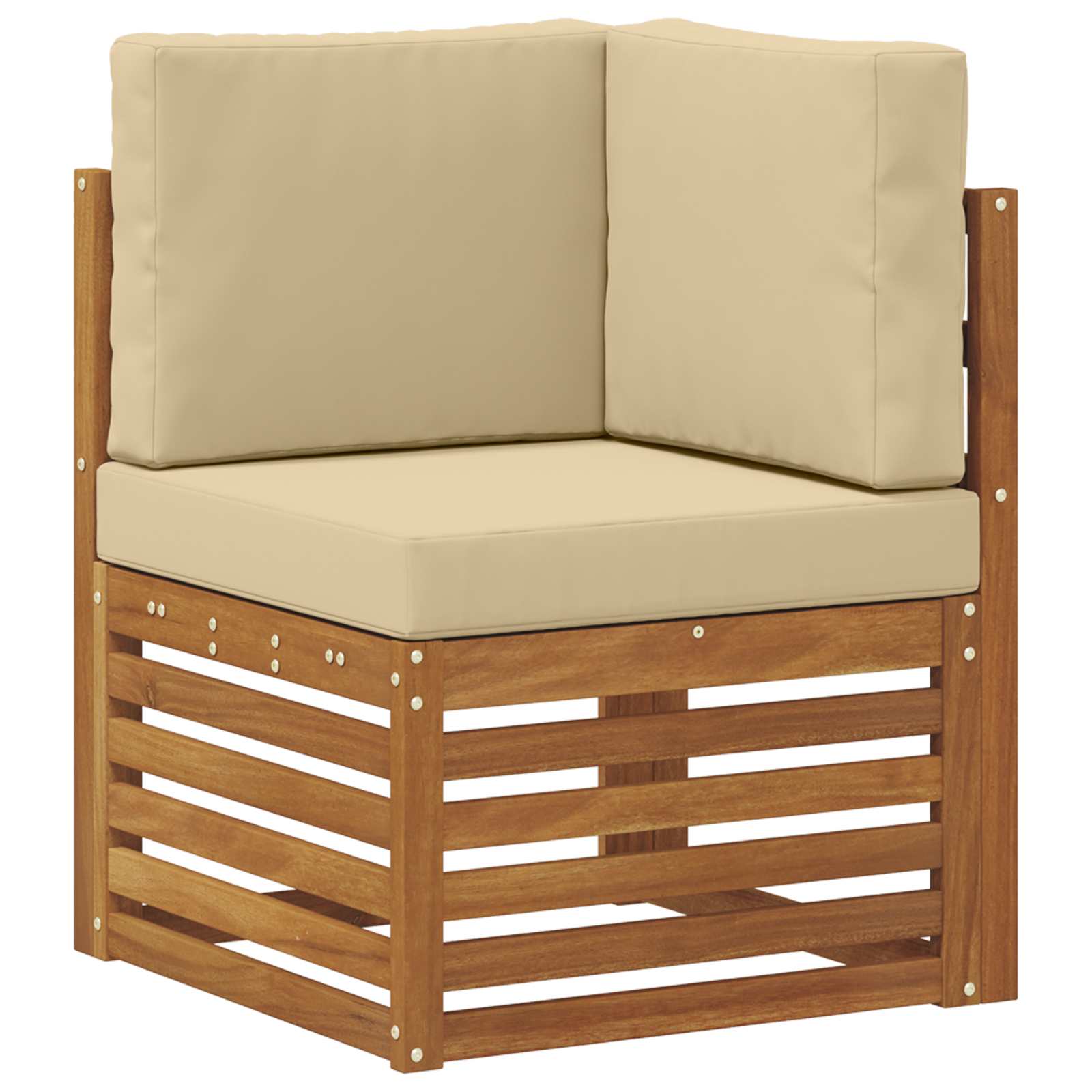 Sektionalsofa sæt 7 pcs Naturlig og Beige Massivt Akacietræ