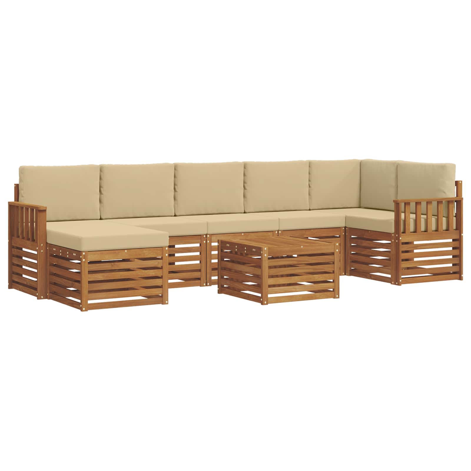 Udendørs sofagruppe 8 pcs Naturlig og Beige Massivt Akacietræ