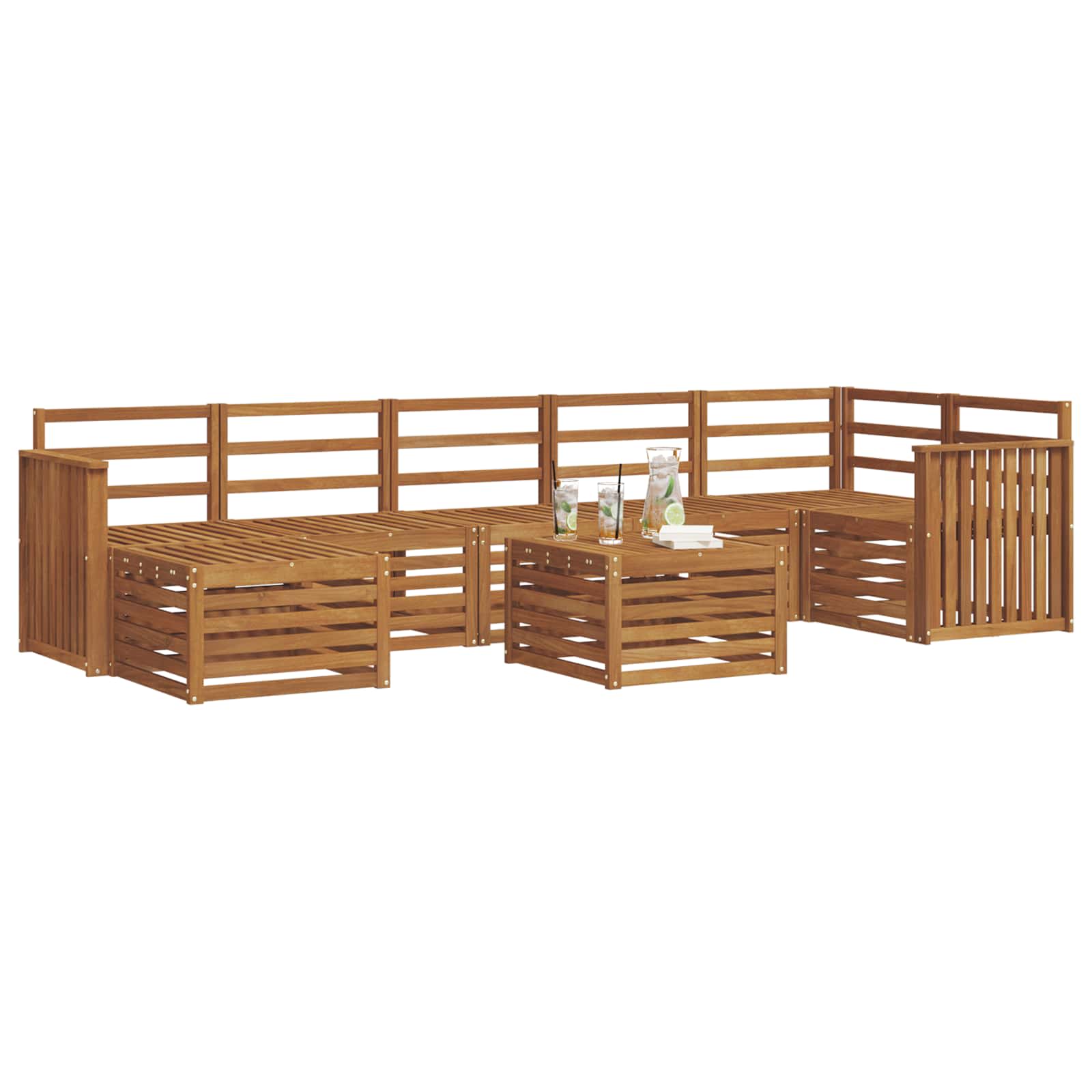 Udendørs sofagruppe 8 pcs Naturfarvet Massivt Akacietræ