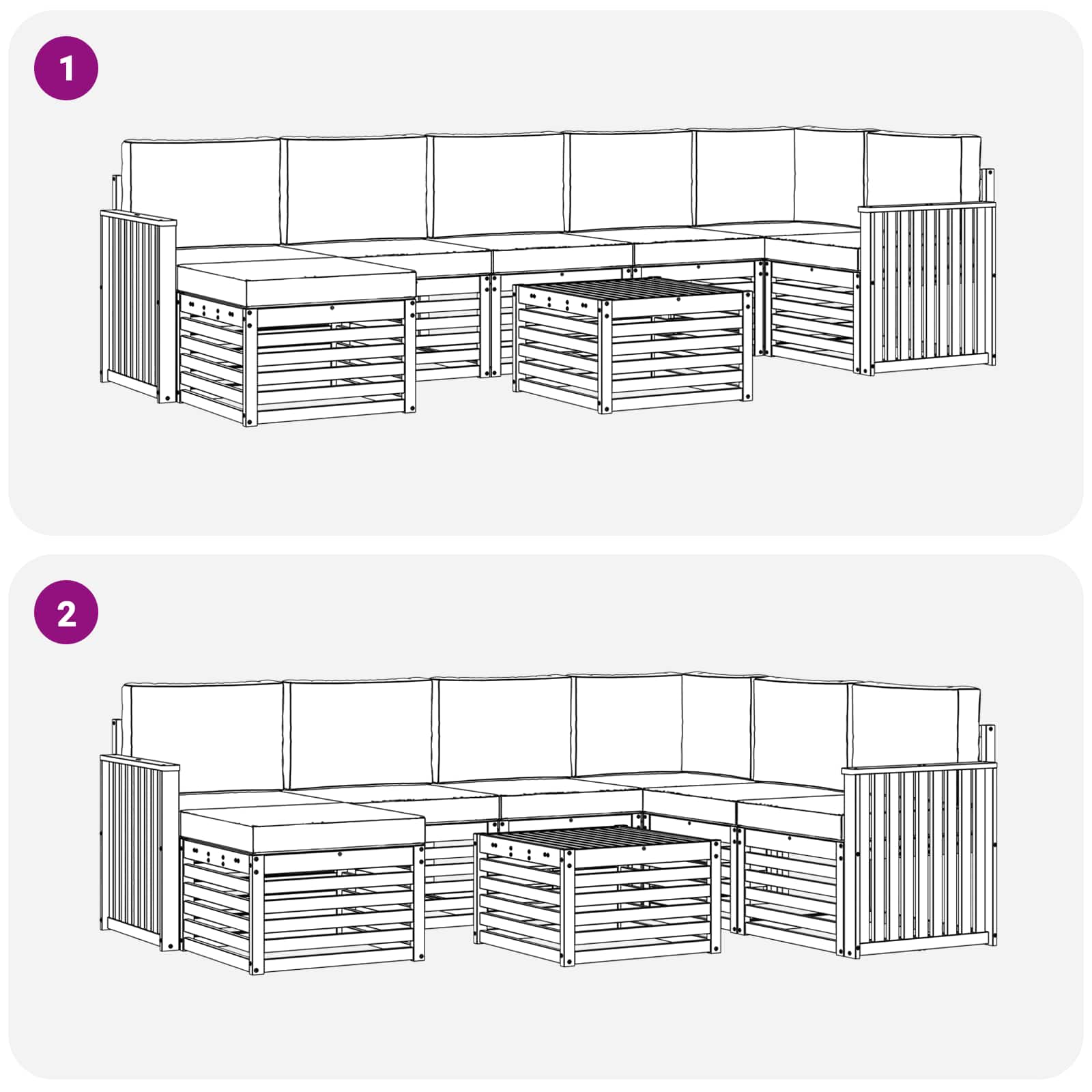 Udendørs sofagruppe 8 pcs Naturlig og Lys Grå Massivt Akacietræ