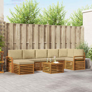 Udendørs sofagruppe 8 pcs Naturlig og Beige Massivt Akacietræ