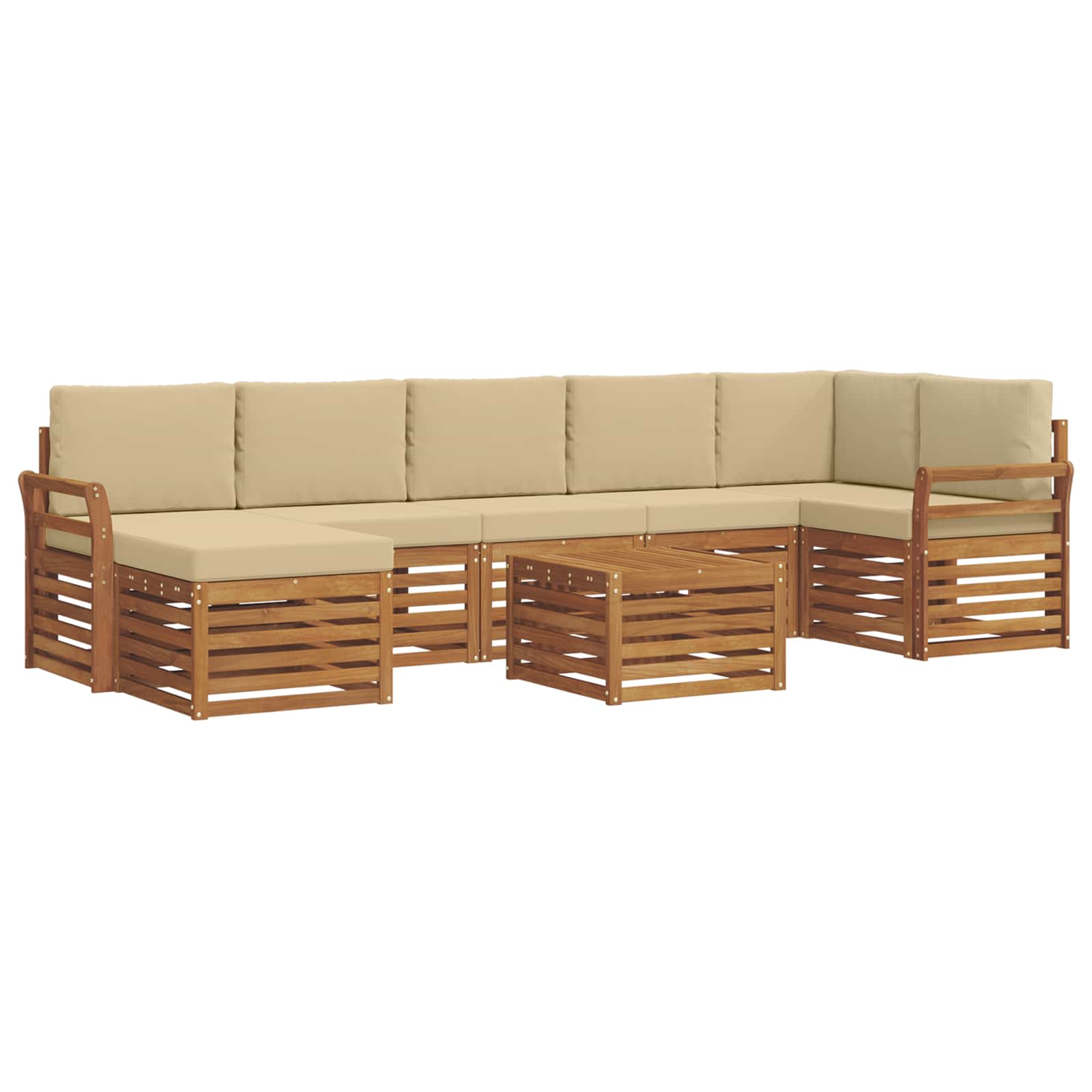Udendørs sofagruppe 8 pcs Naturlig og Beige Massivt Akacietræ